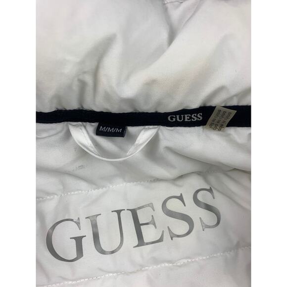 Guess Women's M White Puffer Jacket With Hood - Picture 3 of 14